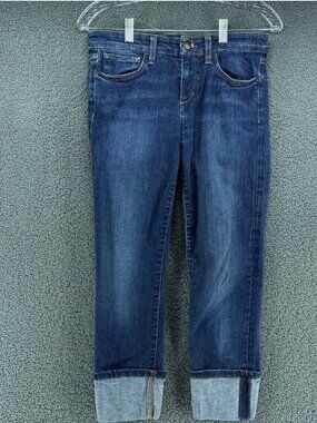 Joes Jeans Monroe Womens 27 Blue Denim Cuffed Crop Stretch Pants Casual Slim Fit
